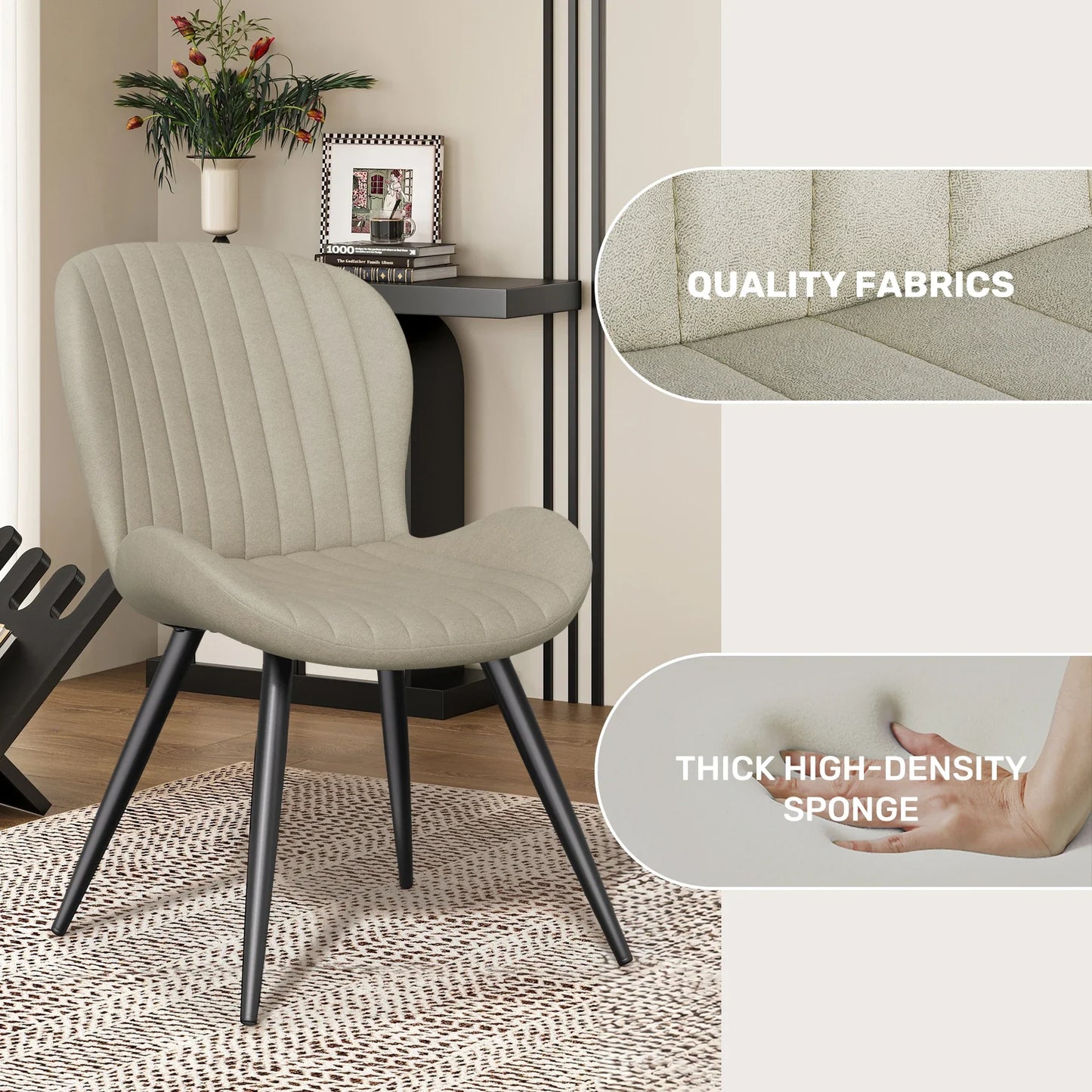 Set of 2 Modern Upholstered Dining Chairs with Cushions – Ergonomic & Durable Seating for Dining Room or Kitchen