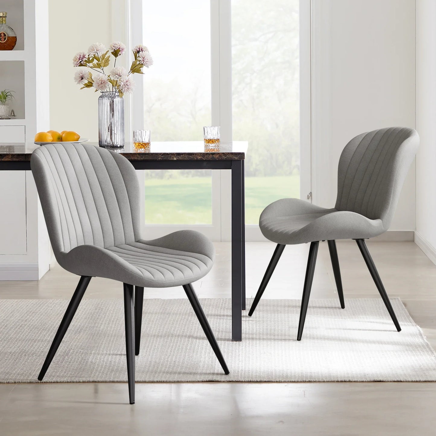 Set of 2 Modern Upholstered Dining Chairs with Cushions – Ergonomic & Durable Seating for Dining Room or Kitchen