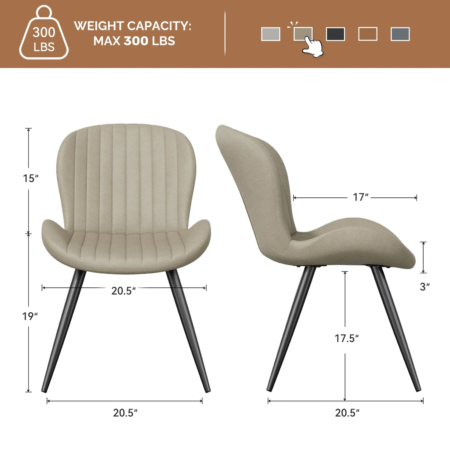 Set of 2 Modern Upholstered Dining Chairs with Cushions – Ergonomic & Durable Seating for Dining Room or Kitchen