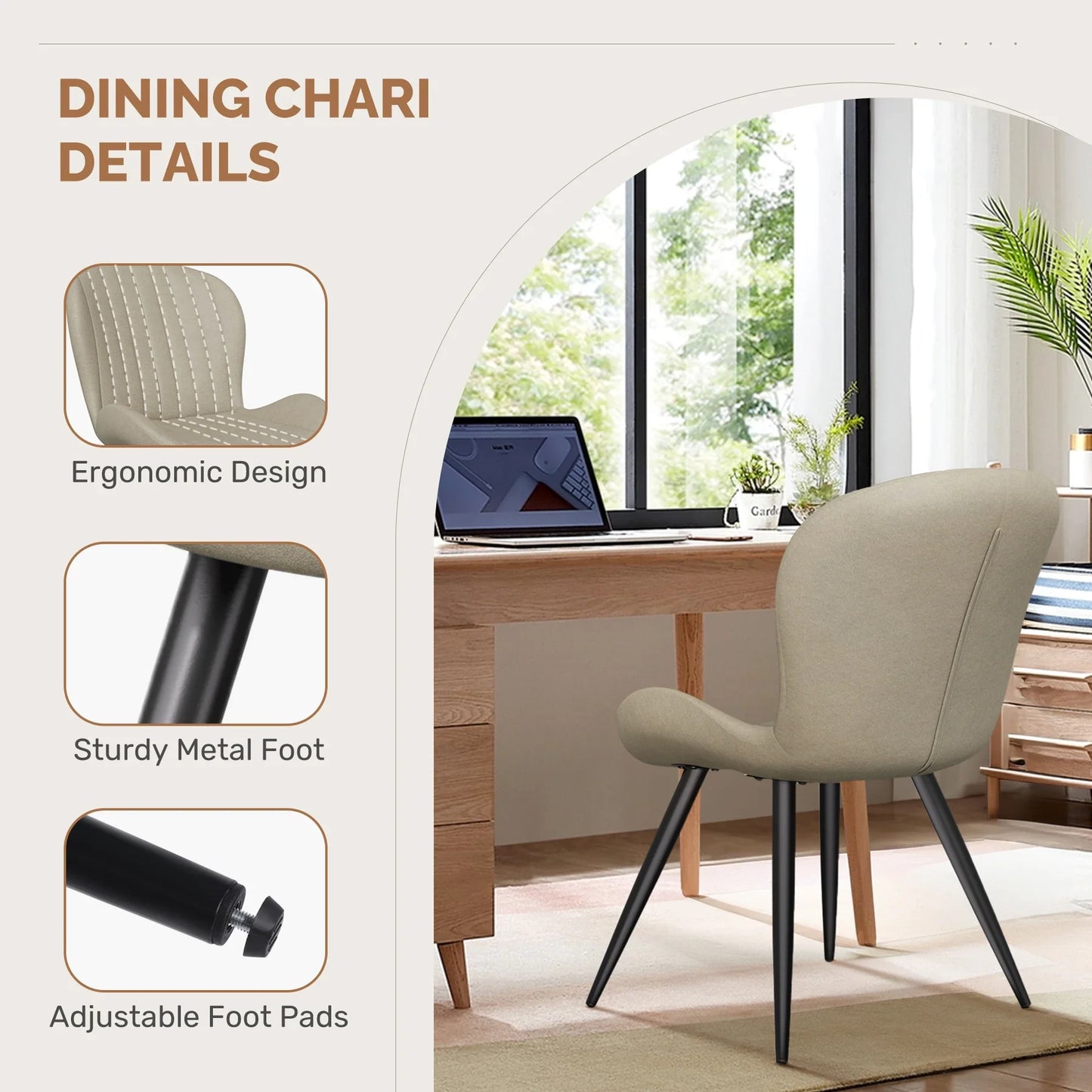 Set of 2 Modern Upholstered Dining Chairs with Cushions – Ergonomic & Durable Seating for Dining Room or Kitchen