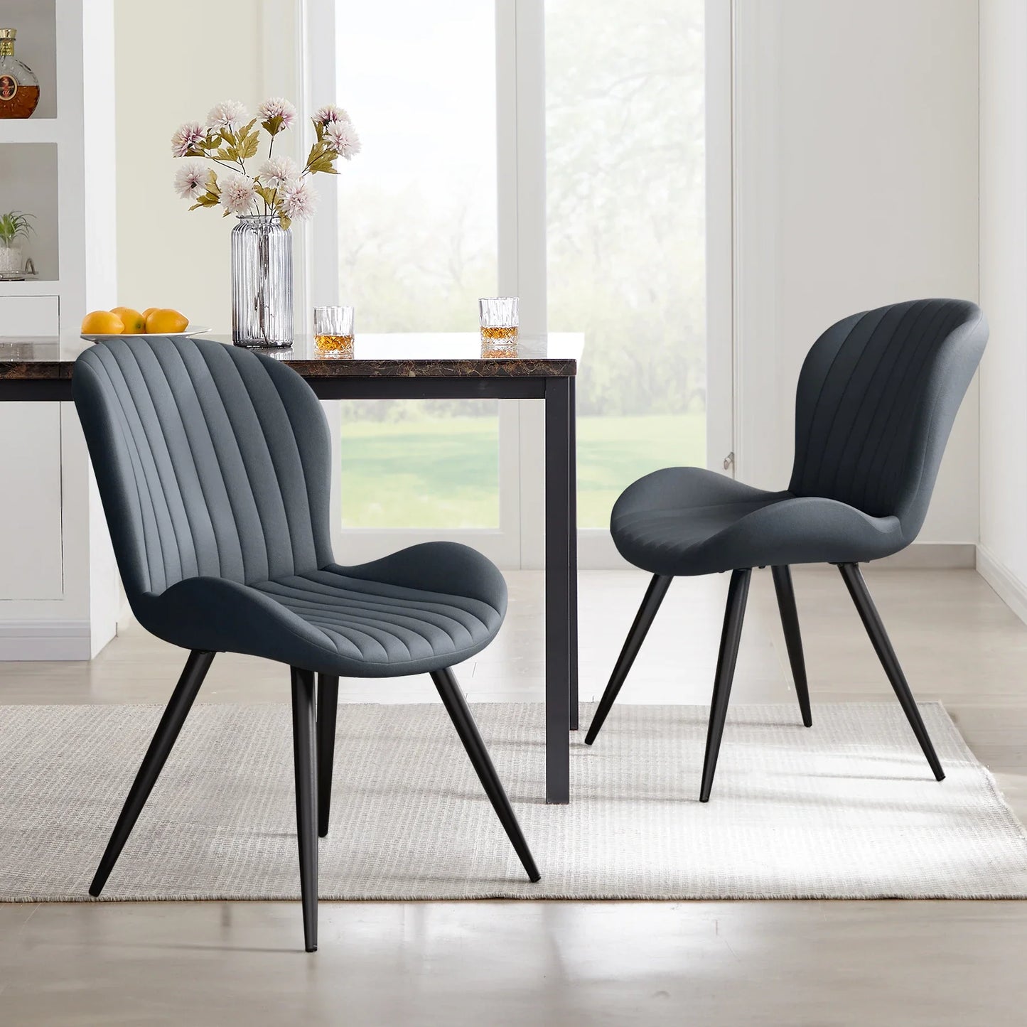 Set of 2 Modern Upholstered Dining Chairs with Cushions – Ergonomic & Durable Seating for Dining Room or Kitchen