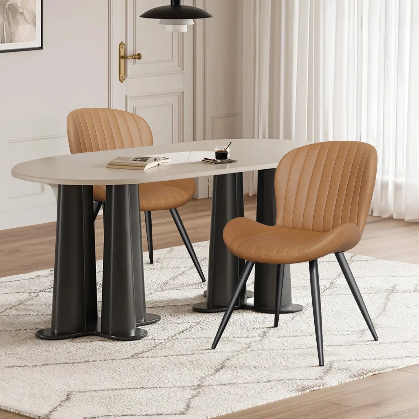 Set of 2 Modern Upholstered Dining Chairs with Cushions – Ergonomic & Durable Seating for Dining Room or Kitchen