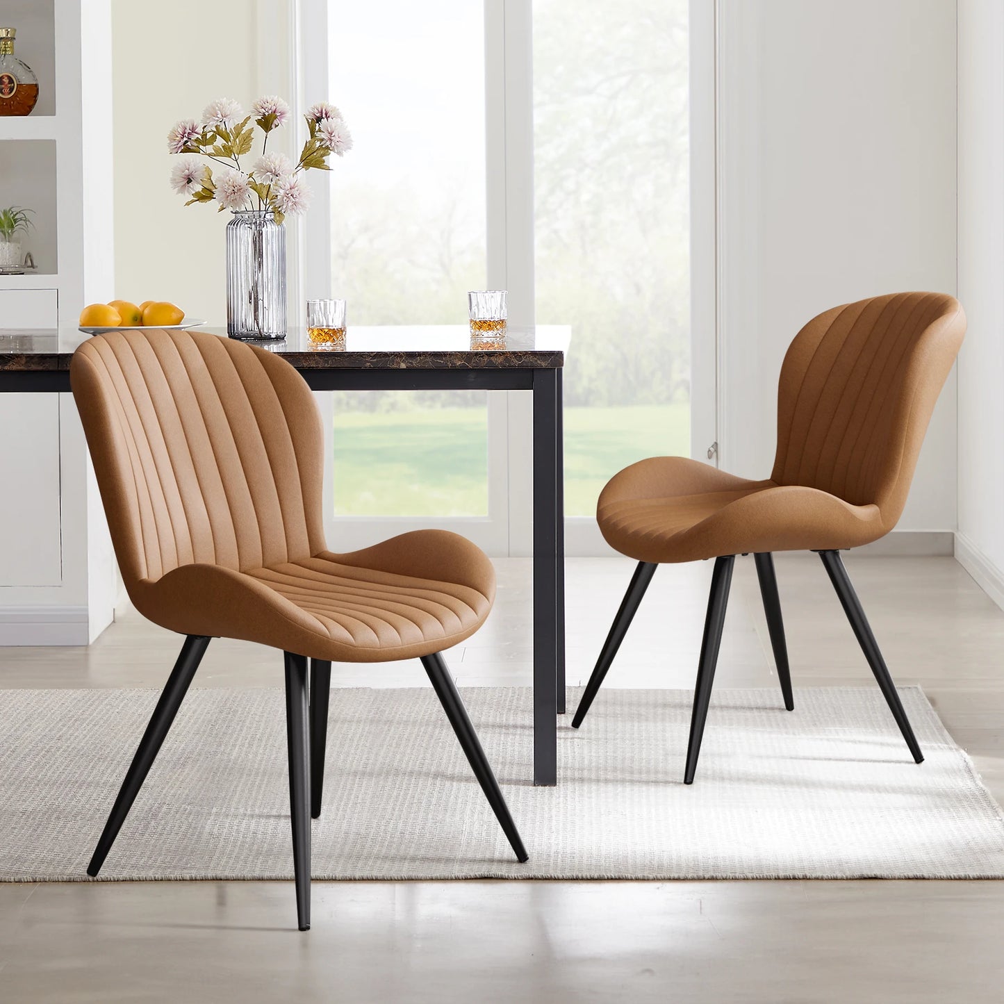 Set of 2 Modern Upholstered Dining Chairs with Cushions – Ergonomic & Durable Seating for Dining Room or Kitchen
