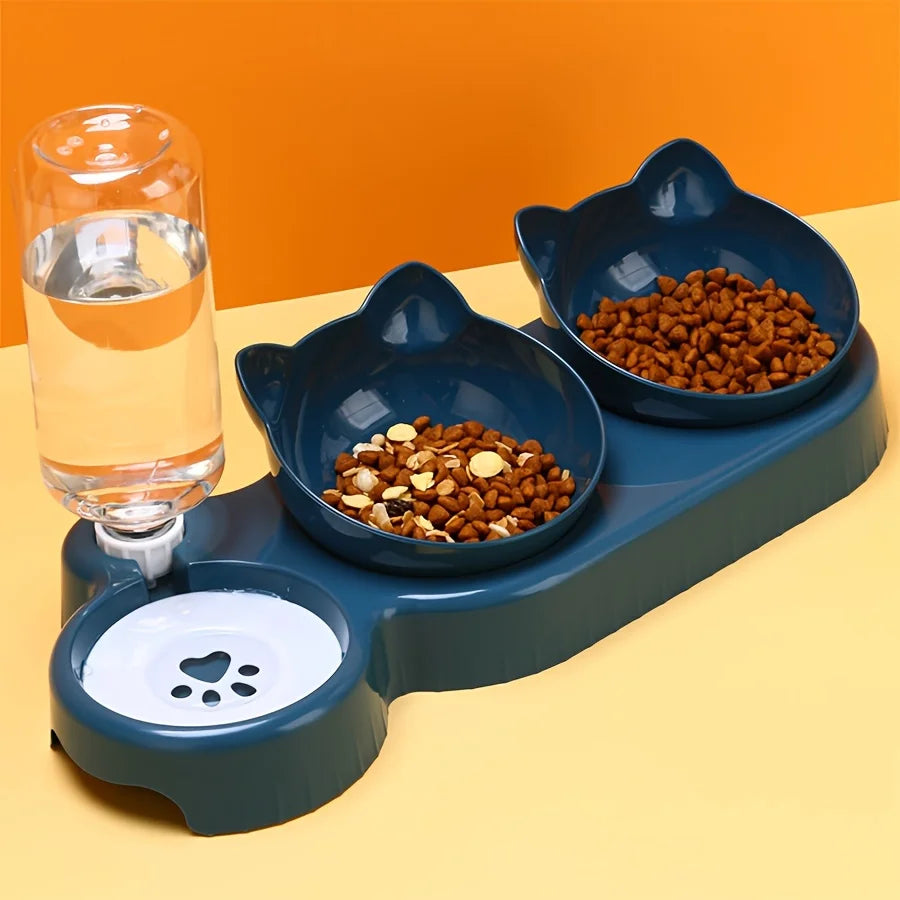 3 In 1 Cat Bowls With Water Feeder