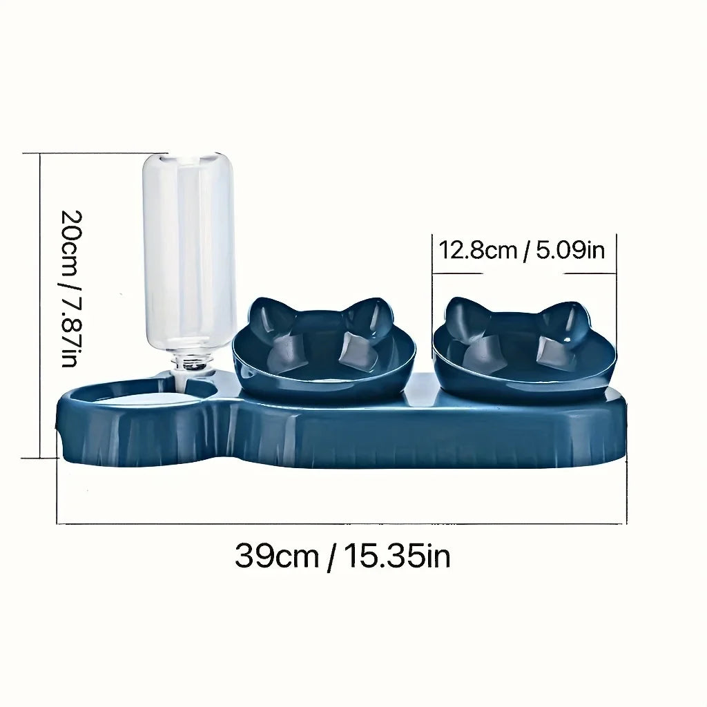 3 In 1 Cat Bowls With Water Feeder