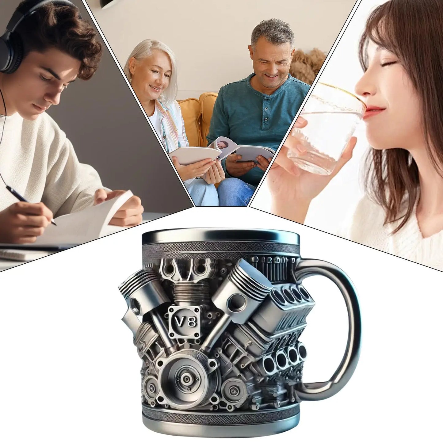 GetMugged V8/V6 Stainless Steel Engine Coffee Mug