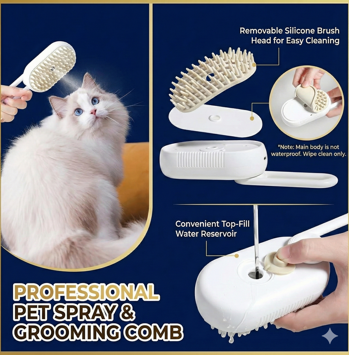 Sutravan 3-in-1 Spa Steam Brush: Groom, Massage & De-Shed Your Loved Pets