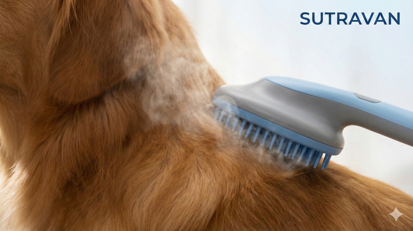 Sutravan 3-in-1 Spa Steam Brush: Groom, Massage & De-Shed Your Loved Pets
