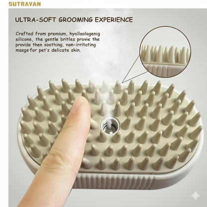 Sutravan 3-in-1 Spa Steam Brush: Groom, Massage & De-Shed Your Loved Pets
