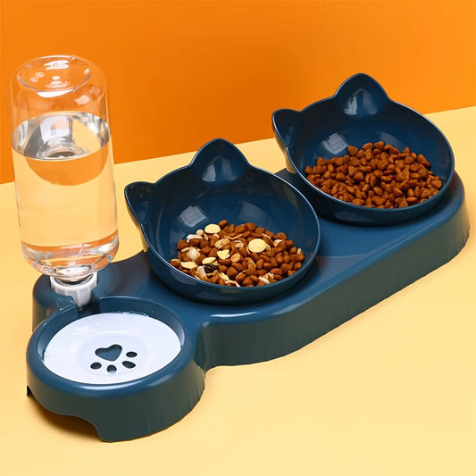 3 In 1 Cat Bowls With Water Feeder