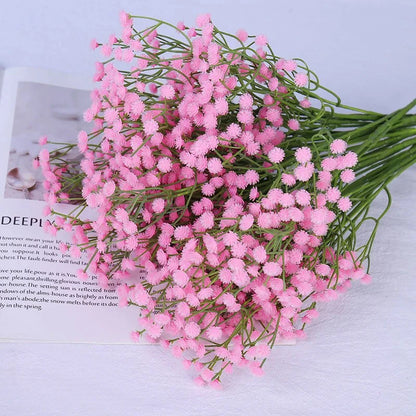 Waipfaru 20 Pcs Artificial Baby Breath Flower Pick, 21inch Real Touch Silk Faux Gypsophila Bouquets for Wedding Arrangement Party Home Decoration(White)