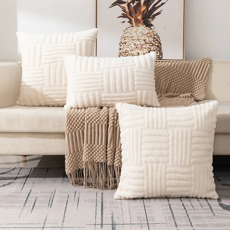 1pc Boho Faux Fur Plush Throw Pillow Covers – Luxury Soft Decorative Cushion Case