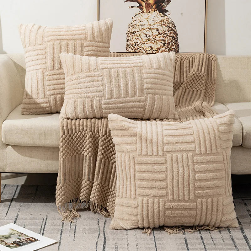 1pc Boho Faux Fur Plush Throw Pillow Covers – Luxury Soft Decorative Cushion Case