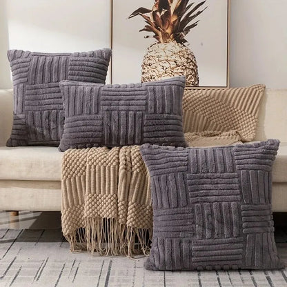 1pc Boho Faux Fur Plush Throw Pillow Covers – Luxury Soft Decorative Cushion Case