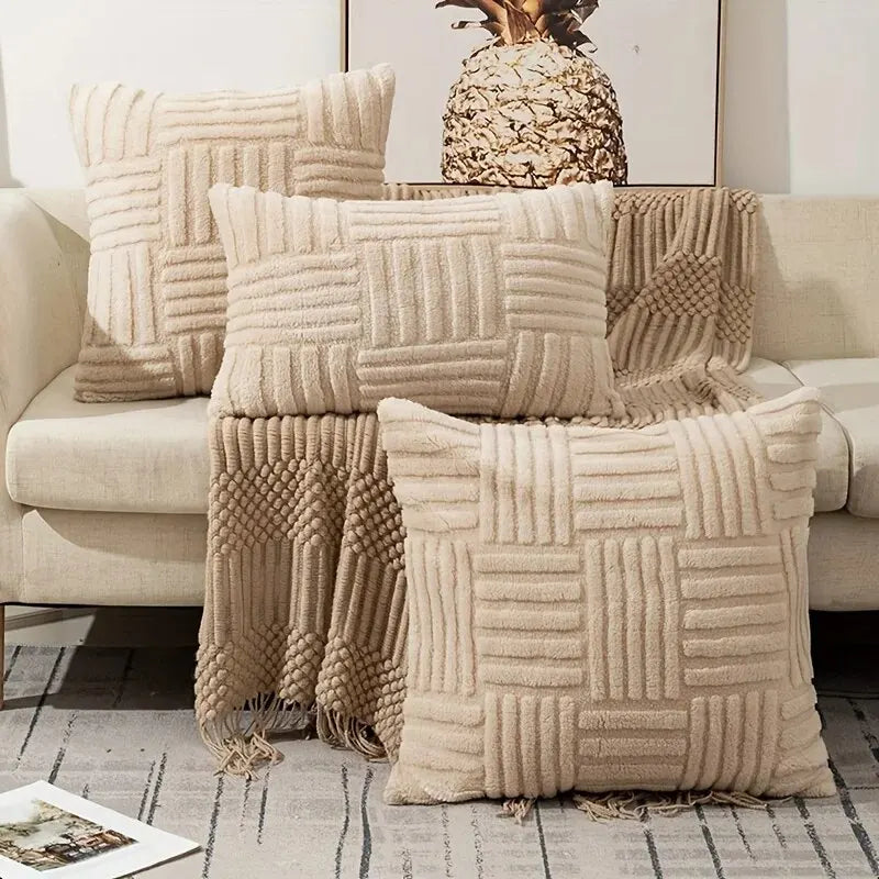 1pc Boho Faux Fur Plush Throw Pillow Covers – Luxury Soft Decorative Cushion Case