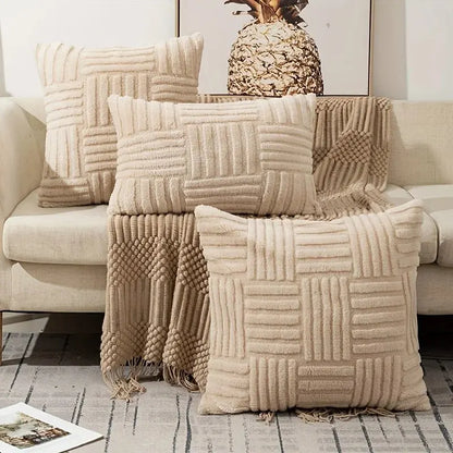 1pc Boho Faux Fur Plush Throw Pillow Covers – Luxury Soft Decorative Cushion Case
