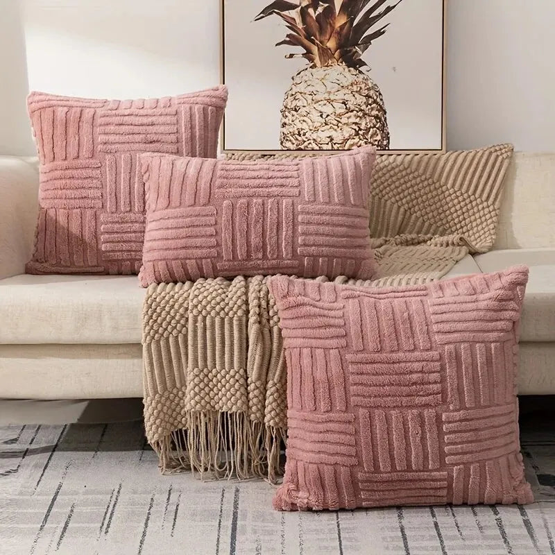 1pc Boho Faux Fur Plush Throw Pillow Covers – Luxury Soft Decorative Cushion Case