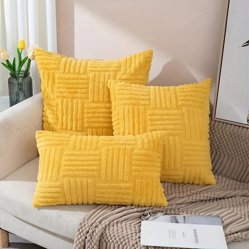 1pc Boho Faux Fur Plush Throw Pillow Covers – Luxury Soft Decorative Cushion Case